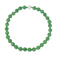 Green Jade Carved 13-15mm Beaded Necklace (20 Inches) in Sterling Silver 684.00 ctw