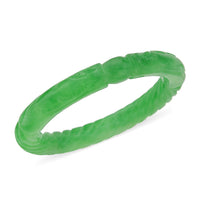 Green Jade Carved Dragon Bangle Bracelet (8.00 In) 282.50 ctw