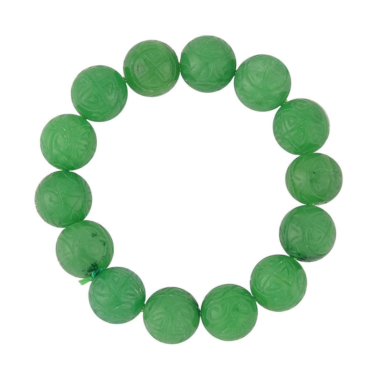 Green Jade (D) 13-15mm Beaded Stretch Bracelet 304.00 ctw