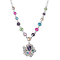 Multi Color Austrian Crystal Necklace 20-22 Inches in Silvertone - Sticky add to cart bar