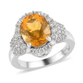 Premium Brazilian Fire Opal and Moissanite Halo Ring in Platinum Over Sterling Silver 3.25 ctw - Sticky add to cart bar