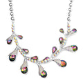 Mystic Color Glass and Aurora Borealis Austrian Crystal Necklace 20-22 Inches in Silvertone - Sticky add to cart bar
