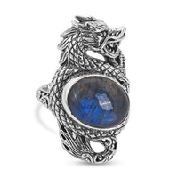 Bali Legacy AAA Malagasy Labradorite Dragon Ring in Sterling Silver 10.00 ctw (Del. in 7-10 Days)