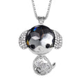 Purple Magic Color Glass, Mystic White and Black Austrian Crystal Dolphin Necklace 29-31 Inches in Silvertone - Sticky add to cart bar