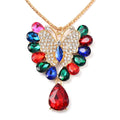 Multi Glass and Austrian Crystal Flower Necklace 29-31 Inches in Goldtone - Sticky add to cart bar