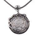 Lab Created White Cat's Eye and Austrian Crystal Floral Necklace 29-31 Inches in Black Silvertone - Sticky add to cart bar