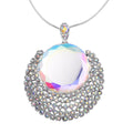 White Mystic Color Glass and Simulated Mystic White Crystal Necklace 29-31 Inches in Silvertone - Sticky add to cart bar