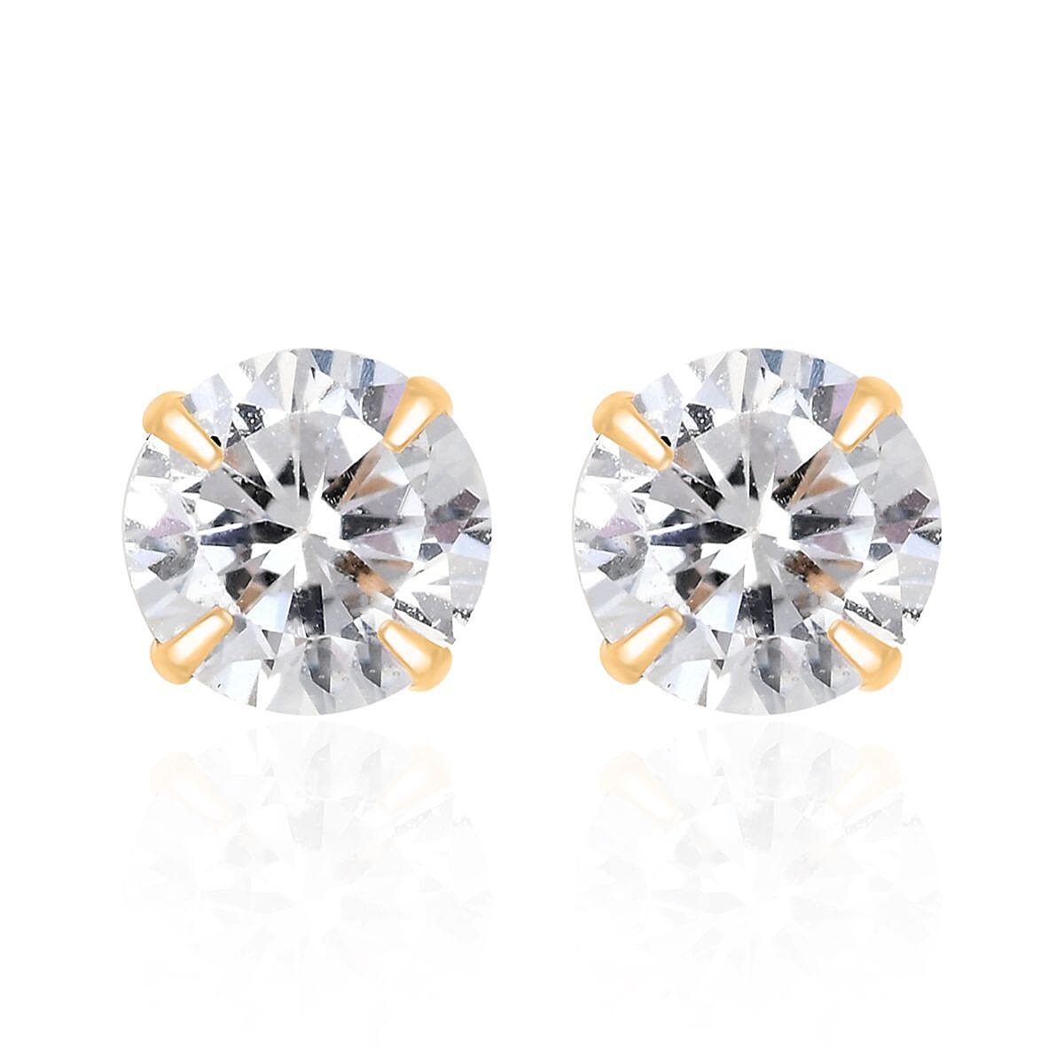 14K Yellow Gold Simulated Diamond Solitaire Stud Earrings 0.35 ctw
