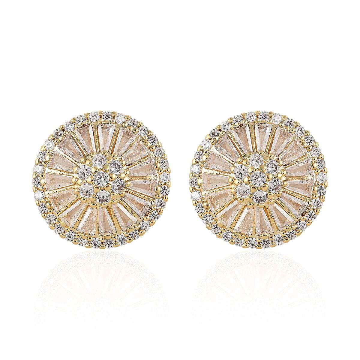 Cubic Zirconia Earring Pure White Stainless Steel 2.10 ctw
