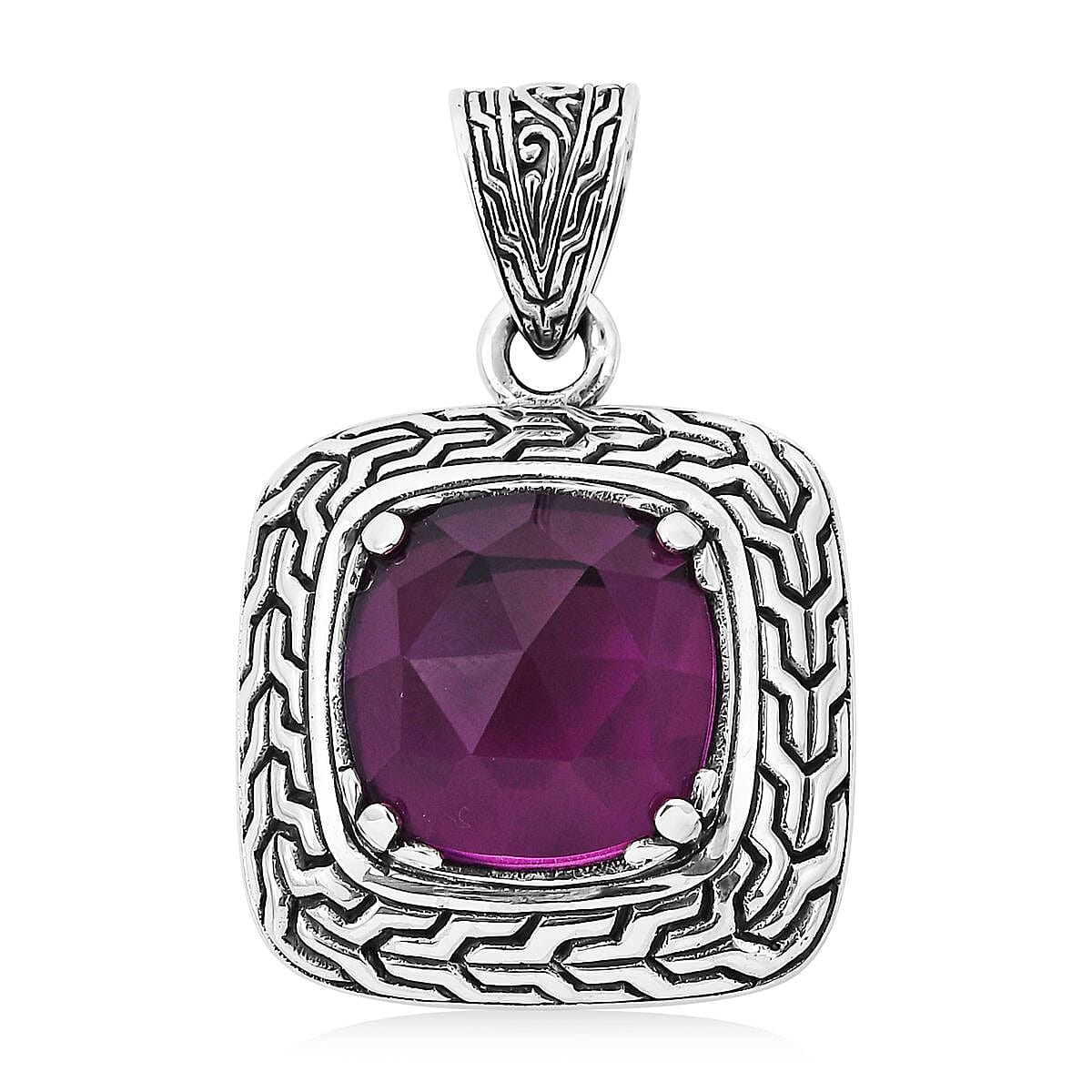 Bali Legacy African Lilac Quartz (Triplet) Pendant in Sterling Silver 11.40 ctw