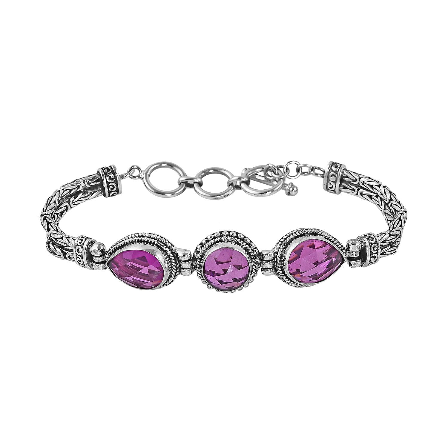 Bali Legacy African Lilac Quartz Bracelet in Sterling Silver (7.00 In) 16.60 ctw (1)
