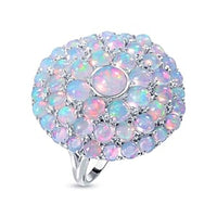 Ethiopian Welo Opal and White Zircond 6.32 ctw Ring in Platinum Over Sterling Silver (Size 5.5)