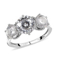 LUXORO 10K White Gold 120 Facets Moissanite 3 Stone Ring (Size 10.0) 2.20 Grams 3.25 ctw - Sticky add to cart bar