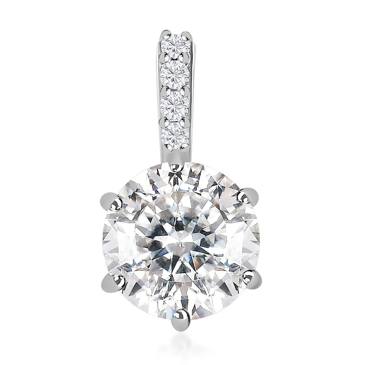 LUXORO 10K White Gold 100 Facets Moissanite Pendant 1.80 ctw