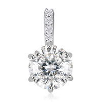 LUXORO 10K White Gold 100 Facets Moissanite Pendant 1.80 ctw