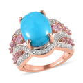 American Natural Sleeping Beauty Turquoise and Multi Gemstone Ring in Vermeil Rose Gold Over Sterling Silver 6.85 ctw - Sticky add to cart bar