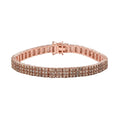 Natural Champagne Diamond Cluster Bracelet in Vermeil Rose Gold Over Sterling Silver (6.50 In) 16.90 Grams 9.00 ctw - Sticky add to cart bar