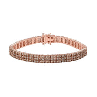 Natural Champagne Diamond Cluster Bracelet in Vermeil Rose Gold Over Sterling Silver (6.50 In) 16.90 Grams 9.00 ctw
