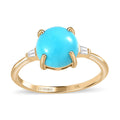 LUXORO 10K Yellow Gold Premium American Natural Sleeping Beauty Turquoise and Diamond Ring 2.40 ctw - Sticky add to cart bar