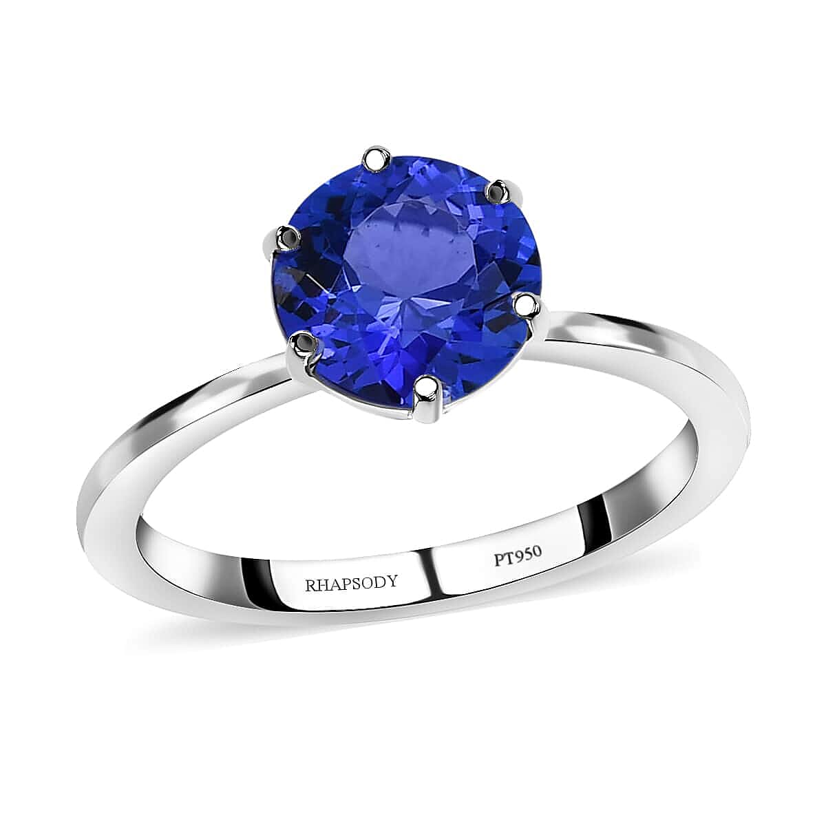 RHAPSODY 950 Platinum AAAA Portuguese Cut Tanzanite Solitaire Ring (Size 6.0) 4 Grams 2.25 ctw