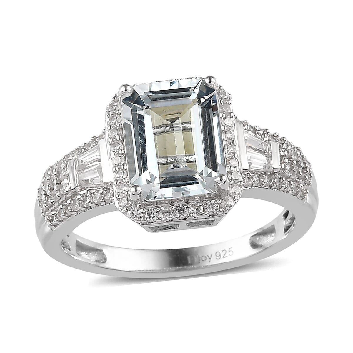 Brazilian Goshenite and Natural White Zircon Ring in Platinum Over Sterling Silver 3.25 ctw