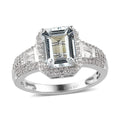 Brazilian Goshenite and Natural White Zircon Ring in Platinum Over Sterling Silver 3.25 ctw - Sticky add to cart bar