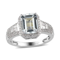 Brazilian Goshenite and Natural White Zircon Ring in Platinum Over Sterling Silver 3.25 ctw