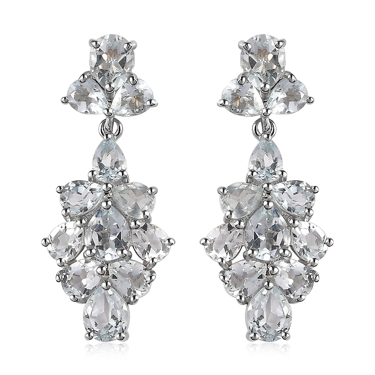 Premium Brazilian Goshenite Dangling Earrings in Platinum Over Sterling Silver 3.80 ctw
