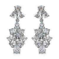 Premium Brazilian Goshenite Dangling Earrings in Platinum Over Sterling Silver 3.80 ctw