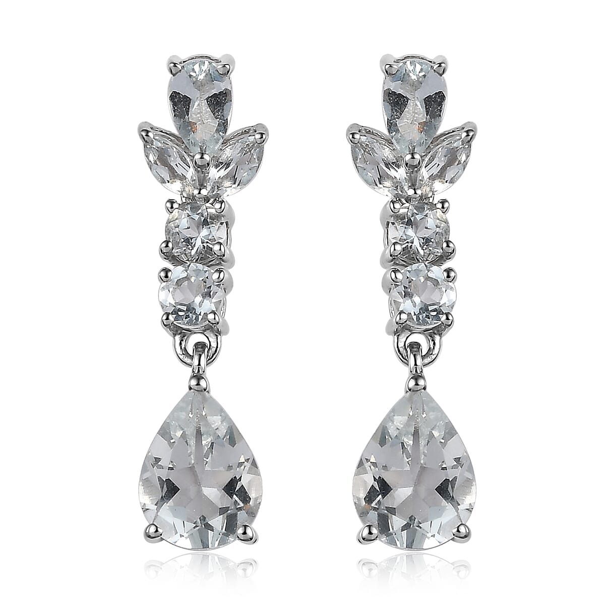 Premium Brazilian Goshenite Dangling Earrings in Platinum Over Sterling Silver 2.75 ctw