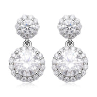 Moissanite Dangle Earrings in Rhodium Over Sterling Silver 2.75 ctw
