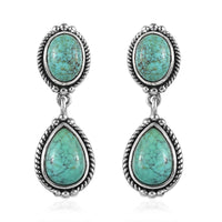 Artisan Crafted Blue Moon Turquoise Dangling Earrings in Sterling Silver 5.50 ctw
