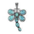 Artisan Crafted Blue Moon Turquoise Dragonfly Pendant in Sterling Silver 9.75 ctw - Sticky add to cart bar