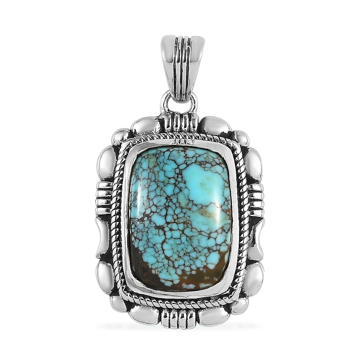 Artisan Crafted Blue Moon Turquoise Solitaire Pendant without Chain in Sterling Silver 5.85 ctw