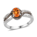Premium Viceroy Spessartine Garnet, Natural Champagne and White Diamond Ring in Platinum Over Sterling Silver (Size 10.0) 1.35 ctw - Sticky add to cart bar