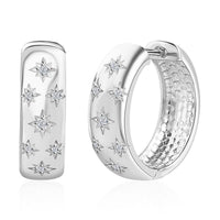 Moissanite Hoop Earrings in Platinum Over Sterling Silver 0.10 ctw