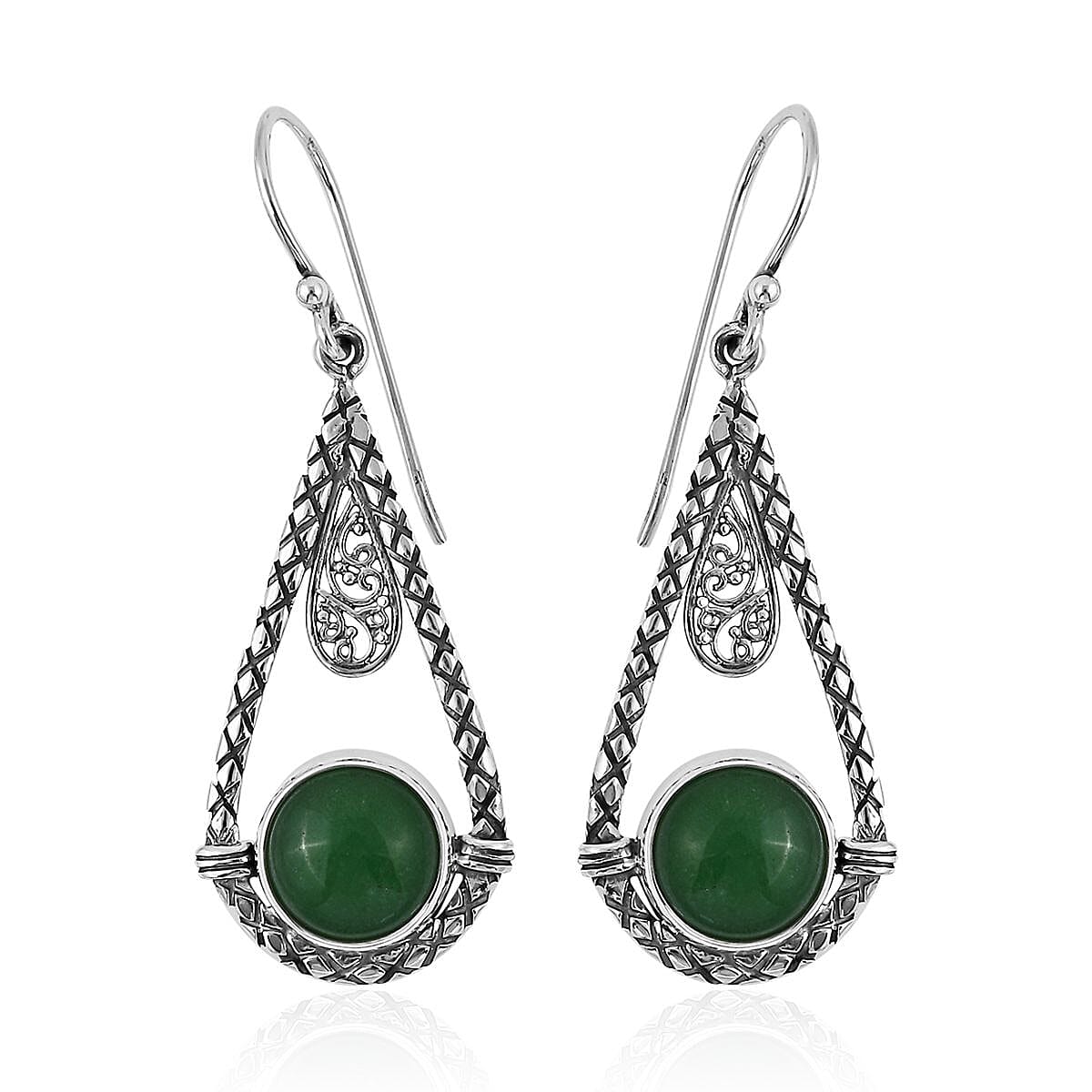 BALI LEGACY Green Jade Earrings in Sterling Silver 4.50 ctw