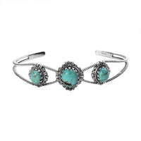 Artisan Crafted Blue Moon Turquoise Cuff Bracelet in Sterling Silver (7.25 In) 8.25 ctw