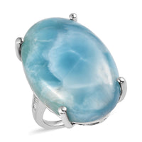 Premium Larimar and Diamond Ring in Platinum Over Sterling Silver 41.10 ctw