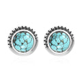 Artisan Crafted Blue Moon Turquoise Solitaire Stud Earrings in Sterling Silver 1.65 ctw - Sticky add to cart bar