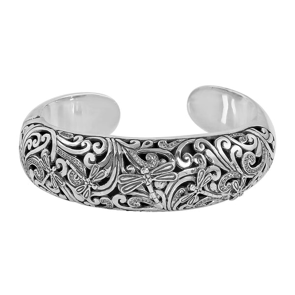 BALI LEGACY Natural White Zircon Bangle Bracelet in Sterling Silver (7.50 In) (63.85 g) 0.40 ctw - Product card gallery slide 1 (10177009647929)