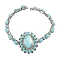 Larimar and Multi Gemstoen Floral Bracelet in Platinum Over Sterling Silver (7.25 In) 12.50 Grams 36.80 ctw - Sticky add to cart bar