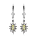 Premium Natural Chrysoberyl and White Zircon Lever Back Earrings in Platinum Over Sterling Silver 1.00 ctw - Sticky add to cart bar