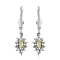 Premium Natural Chrysoberyl and White Zircon Lever Back Earrings in Platinum Over Sterling Silver 1.00 ctw