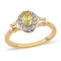 Natural Chrysoberyl and Natural White Zircon Halo Ring in Vermeil Yellow Gold Over Sterling Silver 1.10 ctw - Sticky add to cart bar