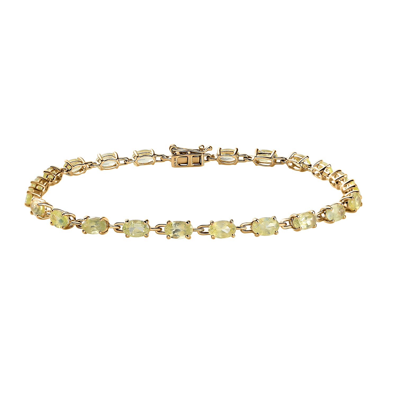 LUXORO 10K Yellow Gold Premium Chrysoberyl Tennis Bracelet (7.25 In) 3 Grams 5.75 ctw