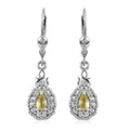 Premium Natural Chrysoberyl and White Zircon Dangling Earrings in Platinum Over Sterling Silver 0.85 ctw - Sticky add to cart bar