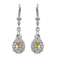 Premium Natural Chrysoberyl and White Zircon Dangling Earrings in Platinum Over Sterling Silver 0.85 ctw