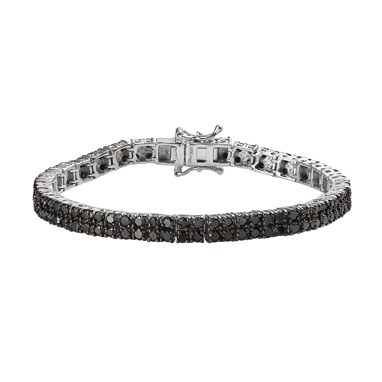 Black Diamond Double Row Tennis Bracelet in Platinum Over Sterling Silver (6.50 In) 10.70 Grams 6.00 ctw