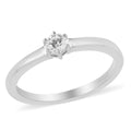 LUSTRO STELLA Made with Finest CZ Solitaire Ring in Platinum Over Sterling Silver (Size 10.0) 0.25 ctw - Sticky add to cart bar
